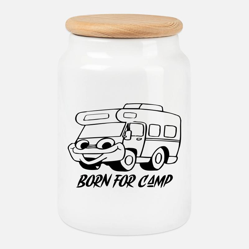 Born for Camp - Keksdose mit Holzdeckel - Weiß