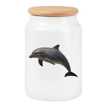 Delfin in sanften Farbtönen - Keksdose mit Holzdeckel - Weiß - Vorne
