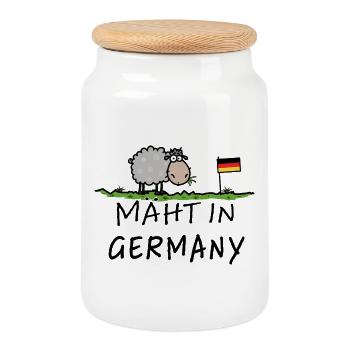 Tondre en Allemagne – Sheep Pun Gift Baby - Boîte à biscuits avec couvercle en bois - blanc - Devant