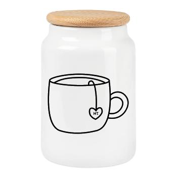 HT logo Tasse_Transparent - Cookie Jar with Wooden Lid - white - Front