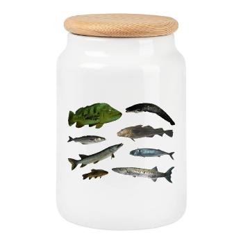 Pisces - Cookie Jar with Wooden Lid - white - Front