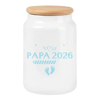 I'm going to announce dad 2026 pregnancy - Cookie Jar with Wooden Lid - white - Front
