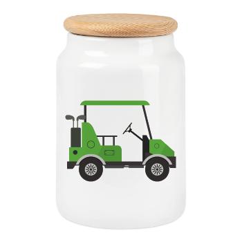 Golfwagen - Keksdose mit Holzdeckel - Weiß - Vorne