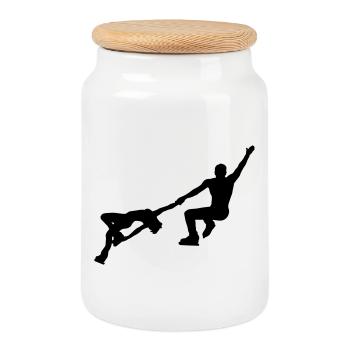 Patinage artistique - Boîte à biscuits avec couvercle en bois - blanc - Devant