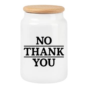 No Thank You - Cookie Jar with Wooden Lid - white - Front