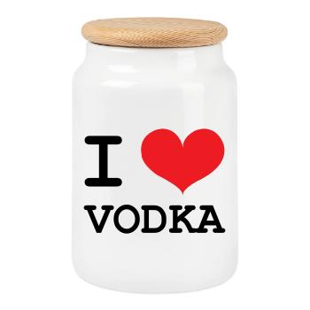 I Love Vodka - Alcool - Boîte à biscuits avec couvercle en bois - blanc - Devant