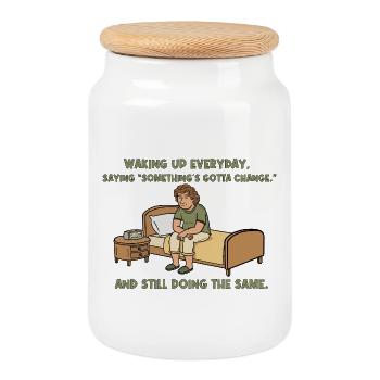 Éveillé mais coincé - Boîte à biscuits avec couvercle en bois - blanc - Devant