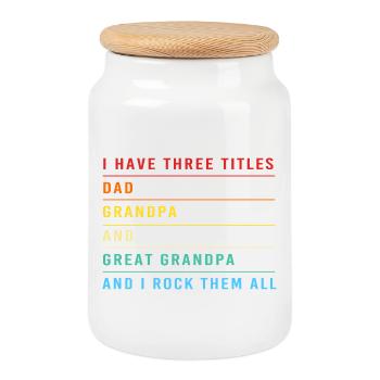 Grandpa Grandson Grandpa Grandpa Grandpa - Cookie Jar with Wooden Lid - white - Front