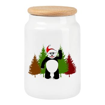 SANTA PANDA - Keksdose mit Holzdeckel - Weiß - Vorne