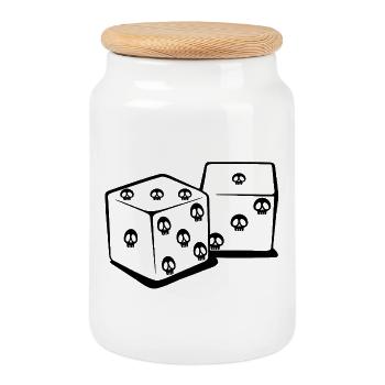 Jouer sa vie aux dés (noir) - Boîte à biscuits avec couvercle en bois - blanc - Devant