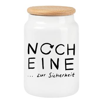 Noch eine...zur Sicherheit - Keksdose mit Holzdeckel - Weiß - Vorne
