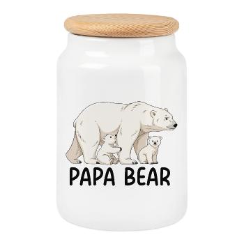 Papa Bear - Keksdose mit Holzdeckel - Weiß - Vorne