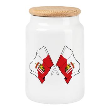 Drapeaux croisés de la Haute-Autriche - Boîte à biscuits avec couvercle en bois - blanc - Devant
