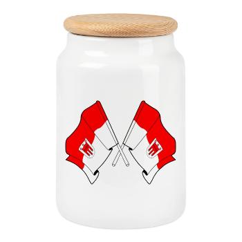 Drapeaux du Vorarlberg croisés - Boîte à biscuits avec couvercle en bois - blanc - Devant