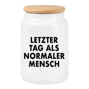 LETZTER_TAG_ALS_NORMALER_MENSCH - Boîte à biscuits avec couvercle en bois - blanc - Devant