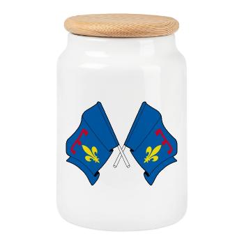 Crossed Flags Provence - Cookie Jar with Wooden Lid - white - Front