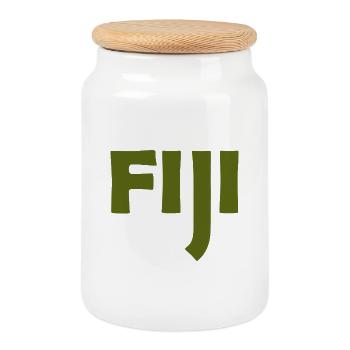 Fiji - Fiji - Islands - Pacific - South Seas - Cookie Jar with Wooden Lid - white - Front