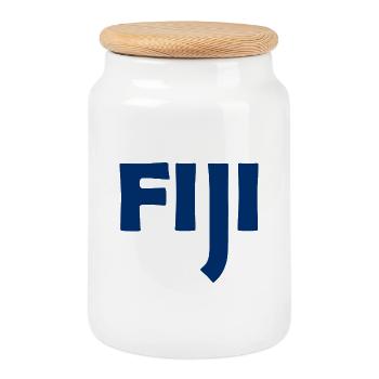 Fidji - Fidji - Îles - Pacifique - Mers du Sud - Boîte à biscuits avec couvercle en bois - blanc - Devant