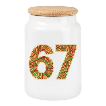 Modèle Afrique Tribal 67 - Boîte à biscuits avec couvercle en bois - blanc - Devant