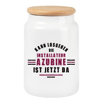 Trainee plumber training plumber - Cookie Jar with Wooden Lid - white - Front
