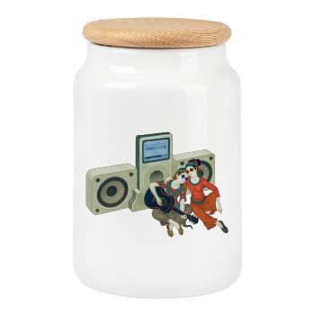 PEACE LOVERS - nice people - Cookie Jar with Wooden Lid - white - Front