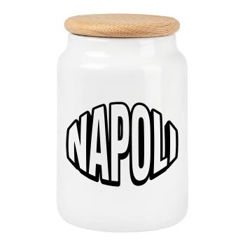 Typographie du Round de Naples - Boîte à biscuits avec couvercle en bois - blanc - Devant