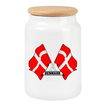 DANEMARK – Drapeaux croisés - Boîte à biscuits avec couvercle en bois - blanc - Devant