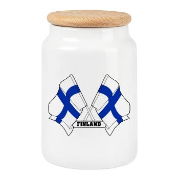 Finland - Cookie Jar with Wooden Lid - white - Front