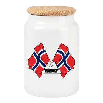 Les drapeaux franchis de la Norvège - Boîte à biscuits avec couvercle en bois - blanc - Devant