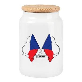 RÉPUBLIQUE TCHÈQUE – Drapeaux croisés - Boîte à biscuits avec couvercle en bois - blanc - Devant