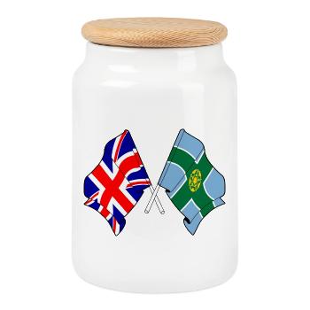 Derbyshire & Great Britain - Cookie Jar with Wooden Lid - white - Front