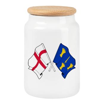 Drapeaux croisés du Cheshire et de l’Angleterre - Boîte à biscuits avec couvercle en bois - blanc - Devant