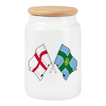 Drapeaux Derbyshire x Angleterre - Boîte à biscuits avec couvercle en bois - blanc - Devant