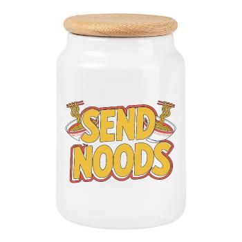 Ramen Send Noods Loves Japanese Food Ramen Chef - Cookie Jar with Wooden Lid - white - Front
