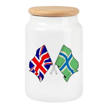 Gloucestershire- und Großbritannien-Flagge - Keksdose mit Holzdeckel - Weiß - Vorne