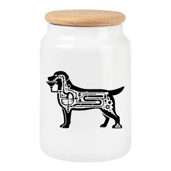 Dog Digestion Mechanical - Cookie Jar with Wooden Lid - white - Front