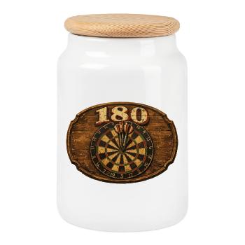 Cible de fléchettes rétro 180 pour joueurs de fléchettes - cadeau - Boîte à biscuits avec couvercle en bois - blanc - Devant