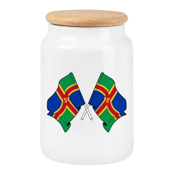 Deux drapeaux du Lincolnshire croisés - Boîte à biscuits avec couvercle en bois - blanc - Devant