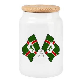Drapeaux du Nottinghamshire franchis - Boîte à biscuits avec couvercle en bois - blanc - Devant