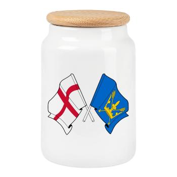 Drapeaux croisés du Suffolk et de l’Angleterre - Boîte à biscuits avec couvercle en bois - blanc - Devant