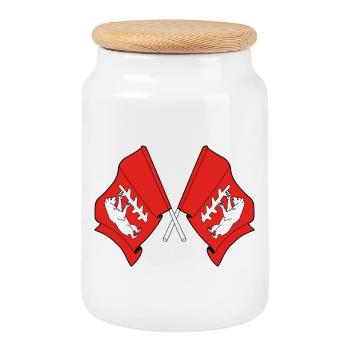 Deux drapeaux croisés du Warwickshire - Boîte à biscuits avec couvercle en bois - blanc - Devant