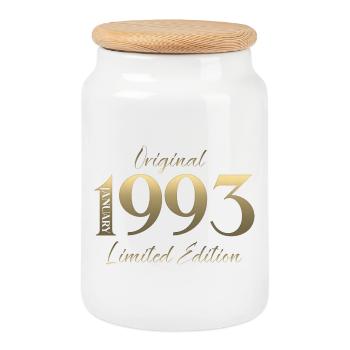 33. Geburtstag Original Januar Jahrgang 1993 - Keksdose mit Holzdeckel - Weiß - Vorne