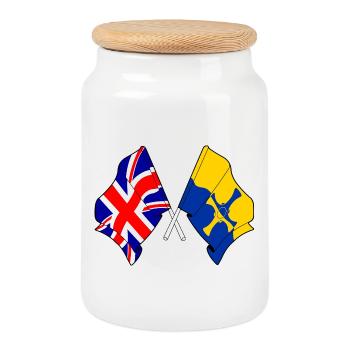 Durham & Great Britain - Cookie Jar with Wooden Lid - white - Front