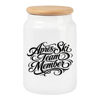 L’équipe de ski APRrès - Boîte à biscuits avec couvercle en bois - blanc - Devant