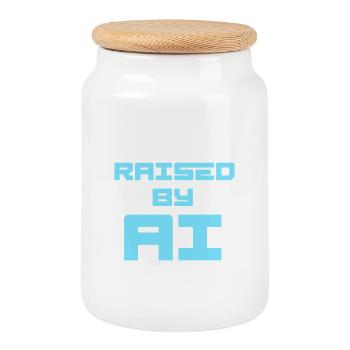 RAISED BY AI - Keksdose mit Holzdeckel - Weiß - Vorne