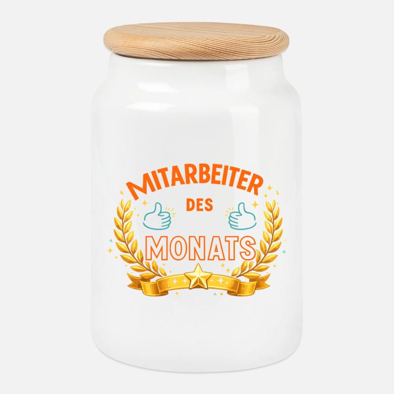 Mitarbeiter des Monats – LorbeerDesign - Keksdose mit Holzdeckel - Weiß