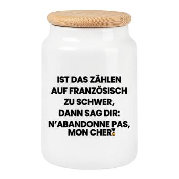 Deutsch-Französisch-Reim 1 (Ver. B) - Keksdose mit Holzdeckel - Weiß - Vorne