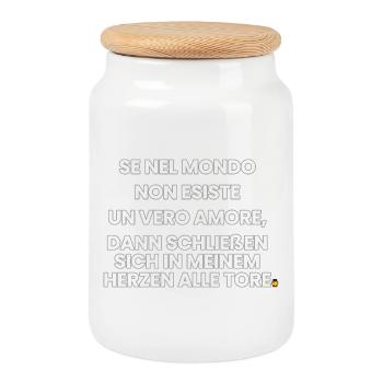 Italienisch-Deutsch-Reim 1 (Ver. A) - Keksdose mit Holzdeckel - Weiß - Vorne
