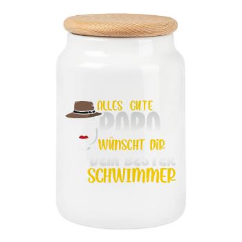 Alles Gute Papa wünscht dir dein bester Schwimmer - Keksdose mit Holzdeckel - Weiß - Vorne