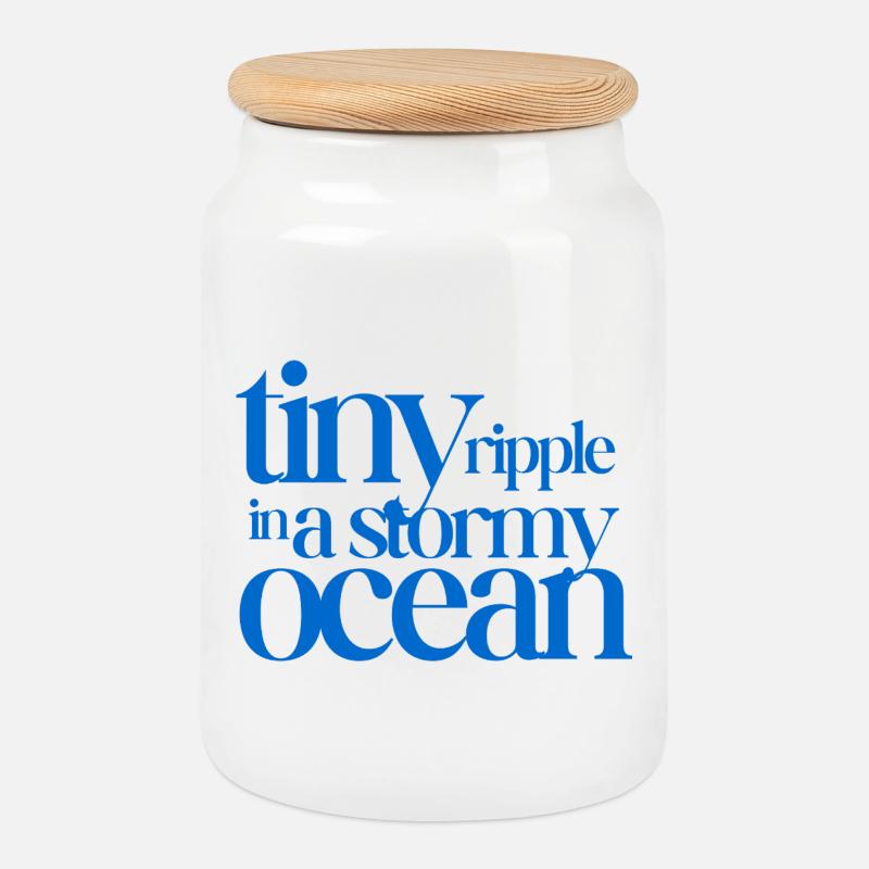 Tiny ripple in a stormy ocean - Cookie Jar with Wooden Lid - white